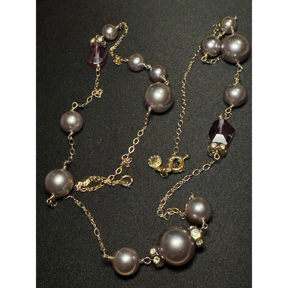 J Crew Faux Pearl with Crystal Offset 35in Necklace